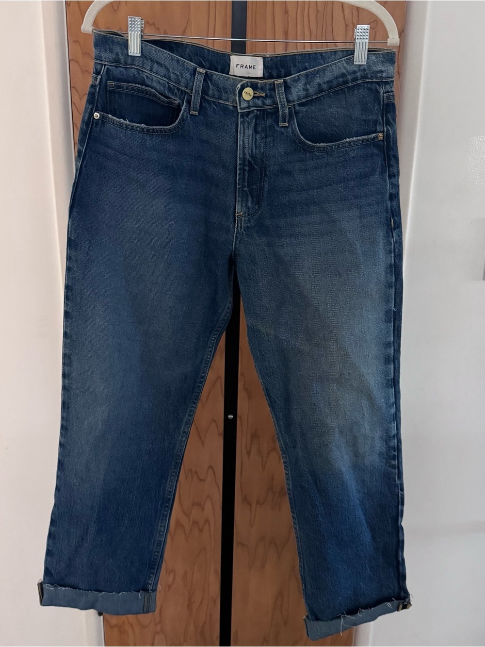 FRAME blue Dark Wash Cropped Jeans women 29